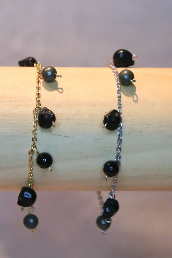 Bracelet-Pyrite, Onyx- Pluton (doré)