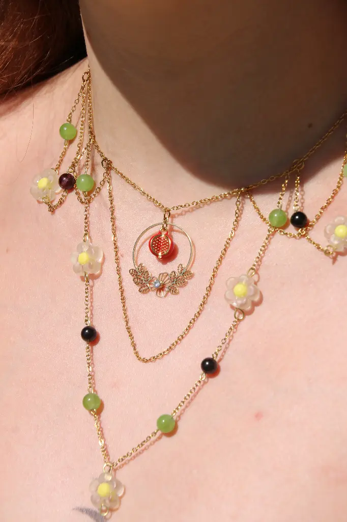 Collier long- Péridot et Grenat- Perséphone