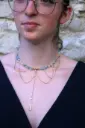 Collier mi-long - amazonite, pierre de lune et cristal - Pagos