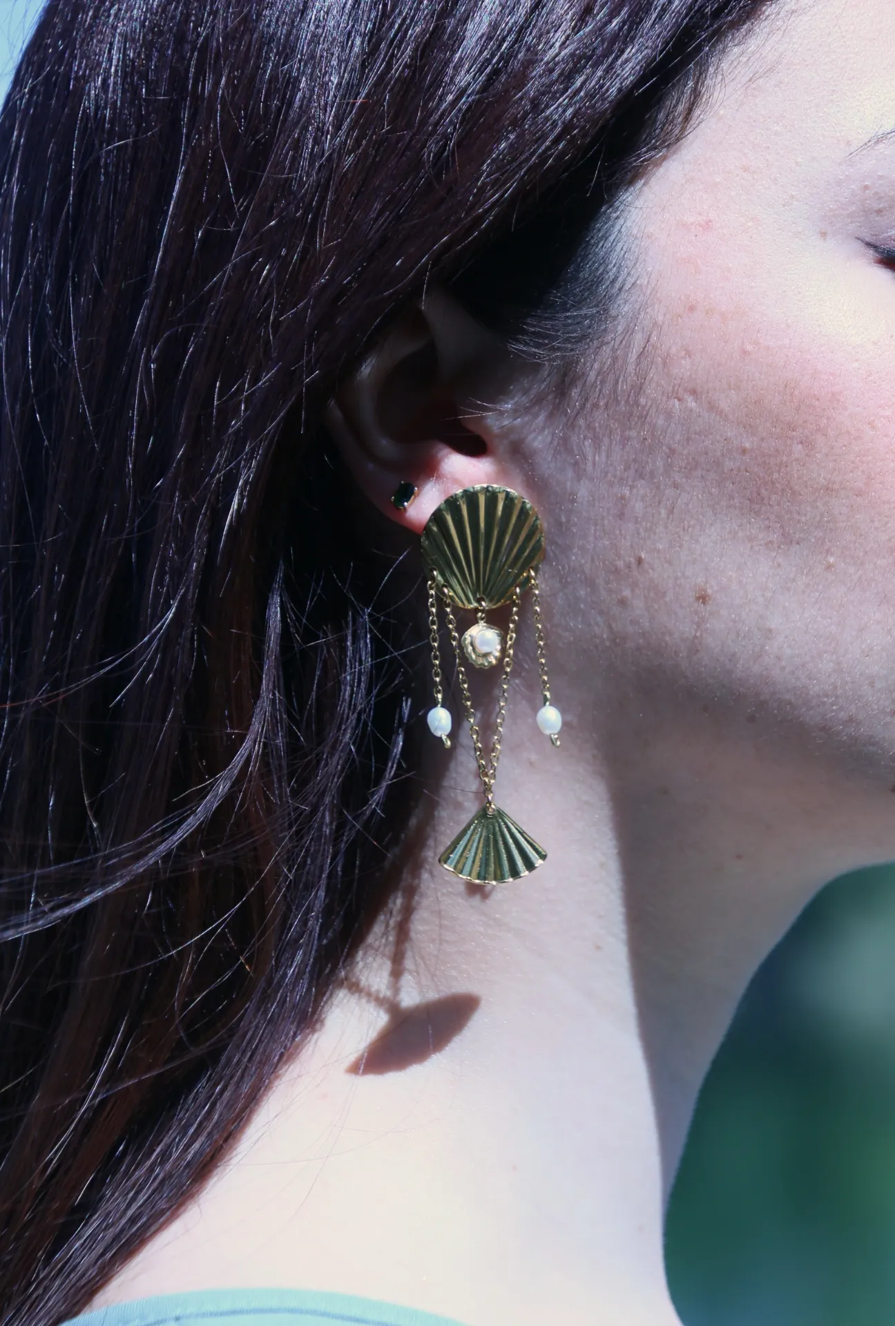 Boucle d’oreille longue- perle- Phonicé