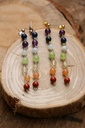 Boucle d'oreille longue - améthyste, lapis lazuli, aigue marine, péridot, citrine, cornaline et jaspe -Rig