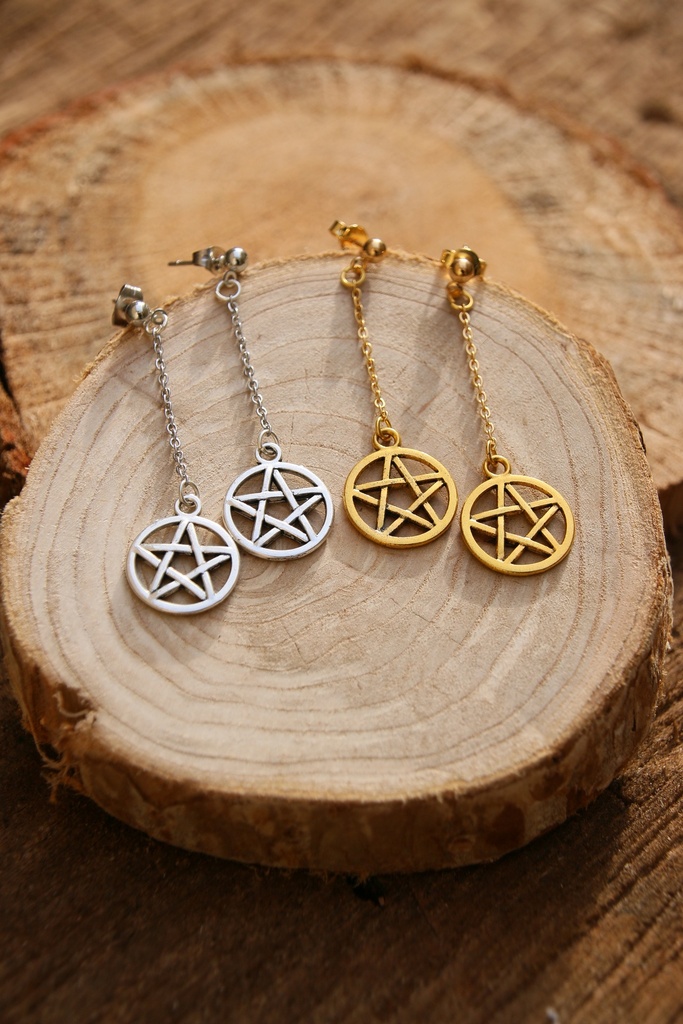 Boucle d'oreille mi longue - Pentacle