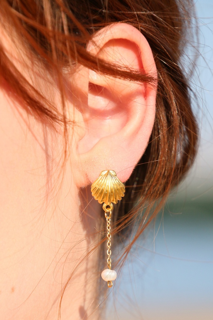 Boucle d'oreille mi long - perle - Hélène