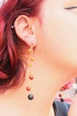 Boucle d'oreille long - pierre de lave, jaspe et cornaline - Etincelle